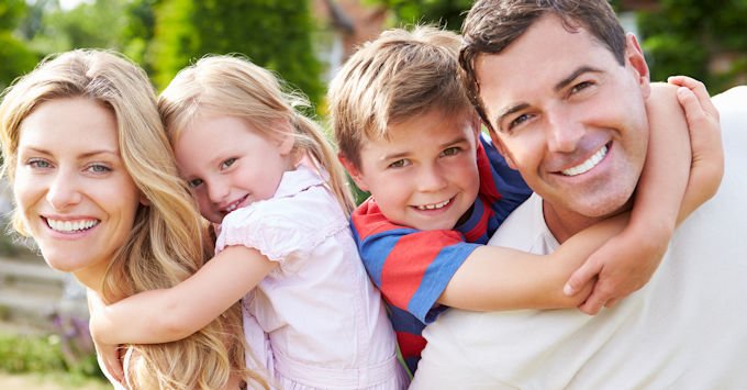 Young family of four